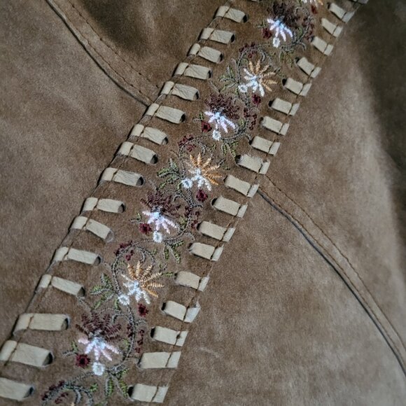 Vintage Suede Jacket with Floral Embroidery - Picture 4 of 10